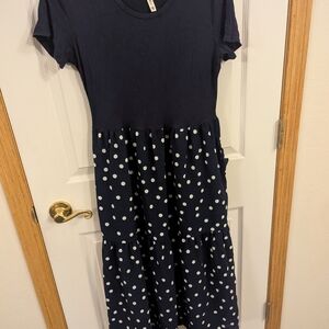 Navy Polka Dot Maxi Dress